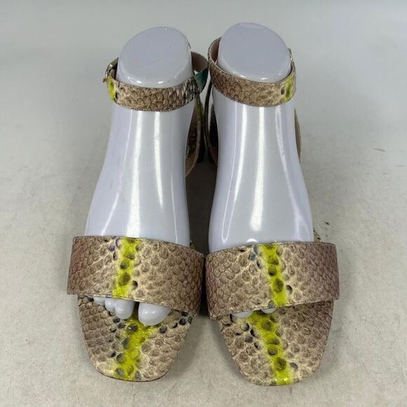 Kate Spade New York Lucia Ankle-Strap Sandals US 9.5 B Lemon Snakeskin Shoes - Picture 3 of 10